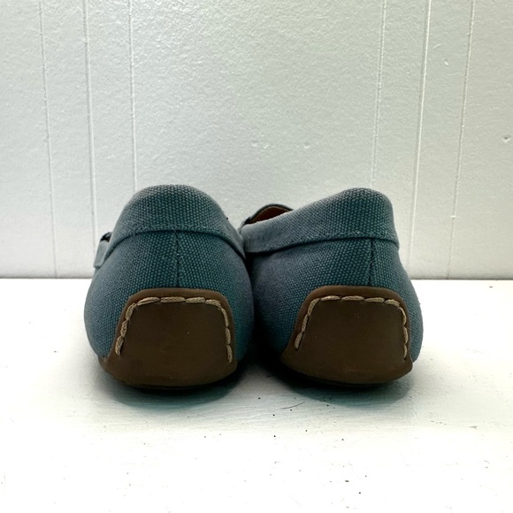 Lucky Brand Abeeku Blue Canvas Driving Moccasin Loafer Flat Sz 10M Metal Buckle - Picture 5 of 8